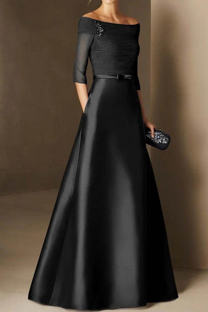 Elegant A Line Off The Shoulder Short Sleeves Applique Mother of the Bride Dress