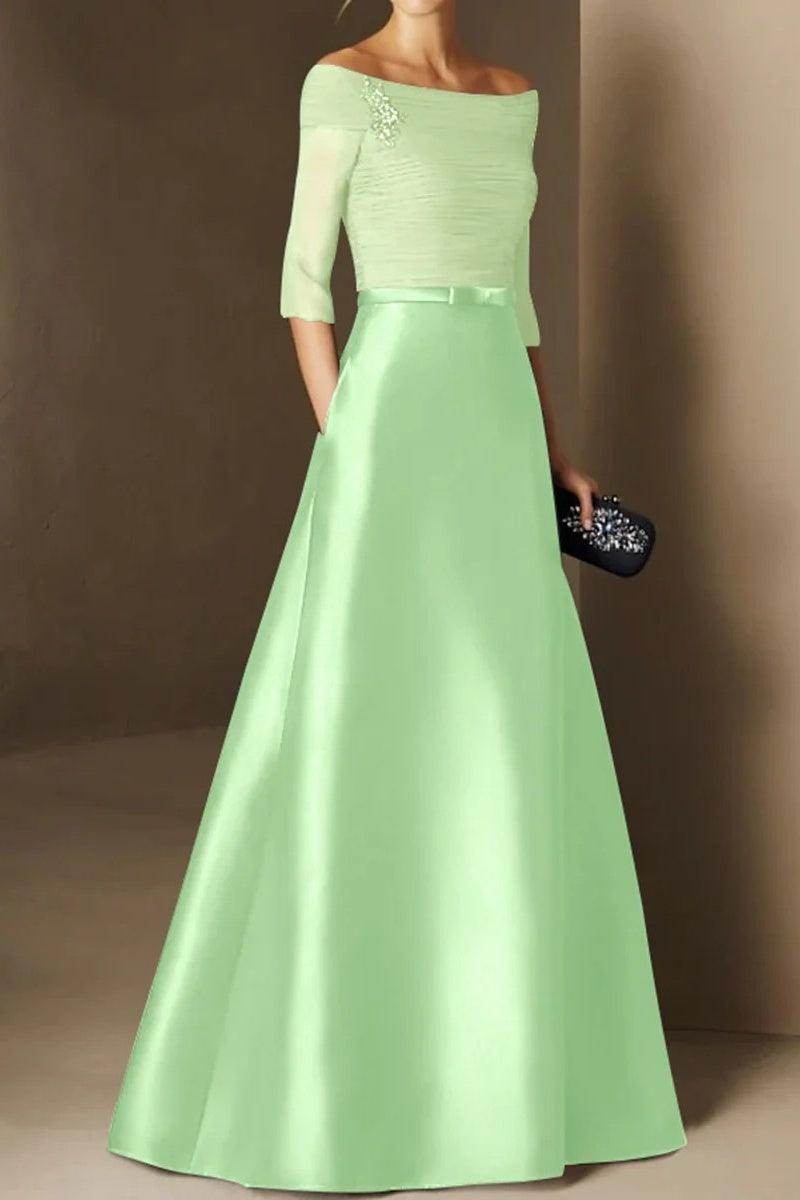 Elegant A Line Off The Shoulder Short Sleeves Applique Mother of the Bride Dress