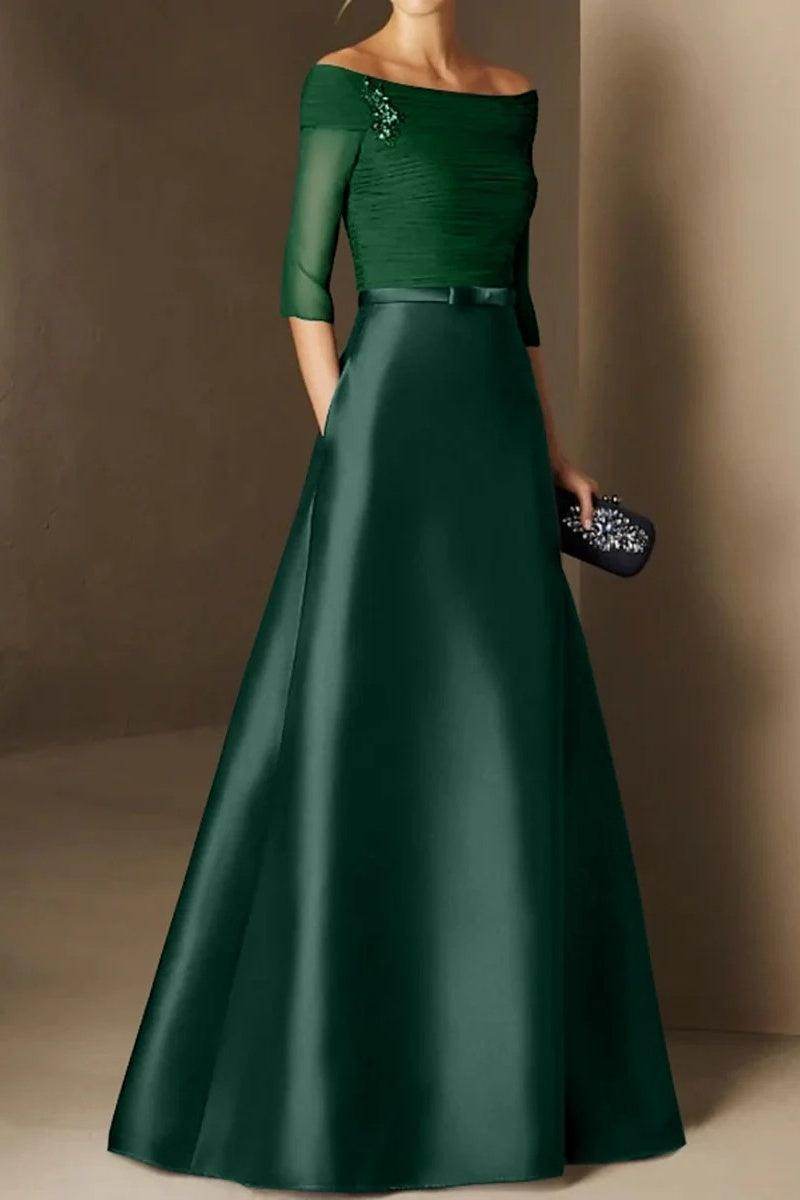Elegant A Line Off The Shoulder Short Sleeves Applique Mother of the Bride Dress
