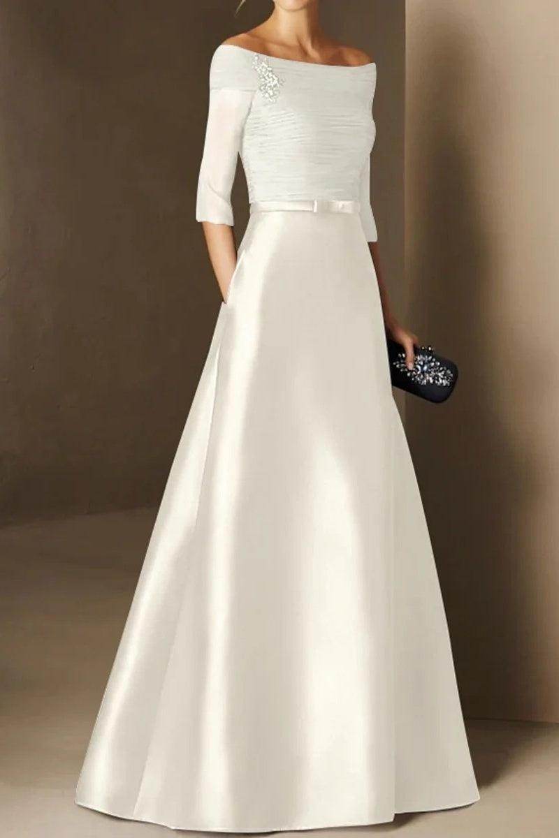Elegant A Line Off The Shoulder Short Sleeves Applique Mother of the Bride Dress