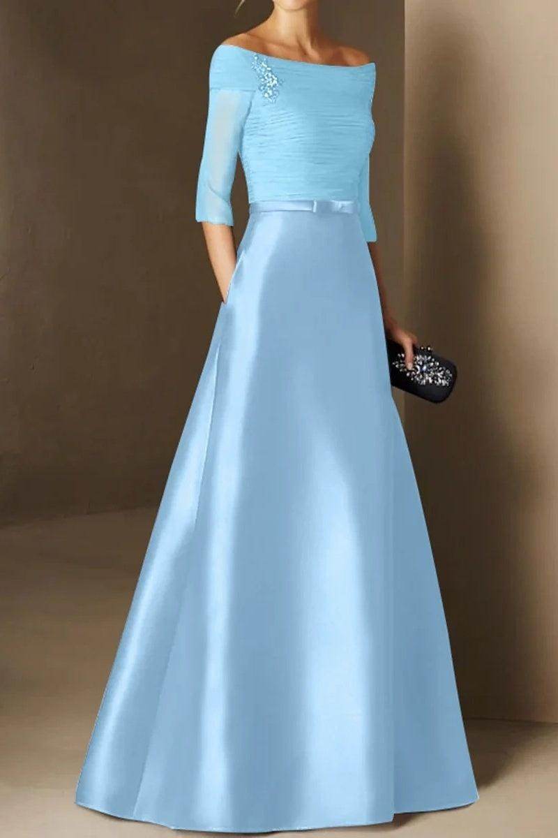 Elegant A Line Off The Shoulder Short Sleeves Applique Mother of the Bride Dress