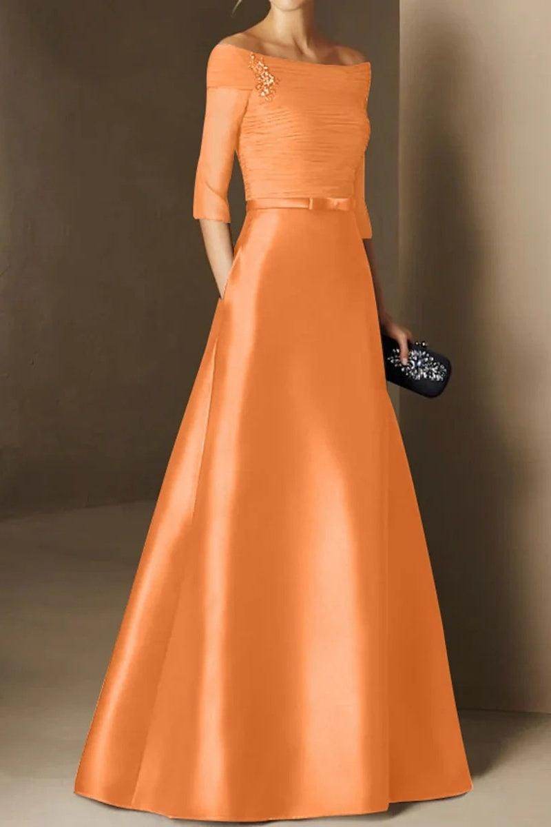 Elegant A Line Off The Shoulder Short Sleeves Applique Mother of the Bride Dress