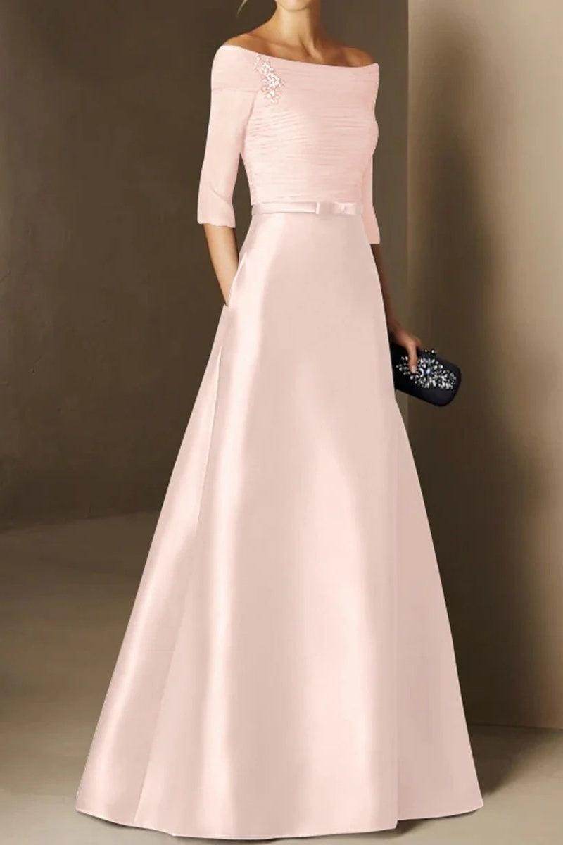 Elegant A Line Off The Shoulder Short Sleeves Applique Mother of the Bride Dress