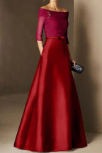 Elegant A Line Off The Shoulder Short Sleeves Applique Mother of the Bride Dress