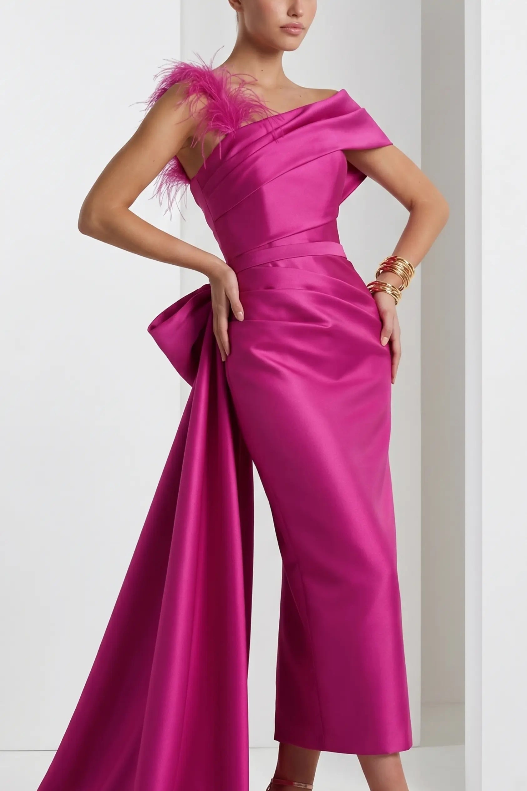 Elegant One Shoulder Evening Gown Mikado Mother of the Bride Dress