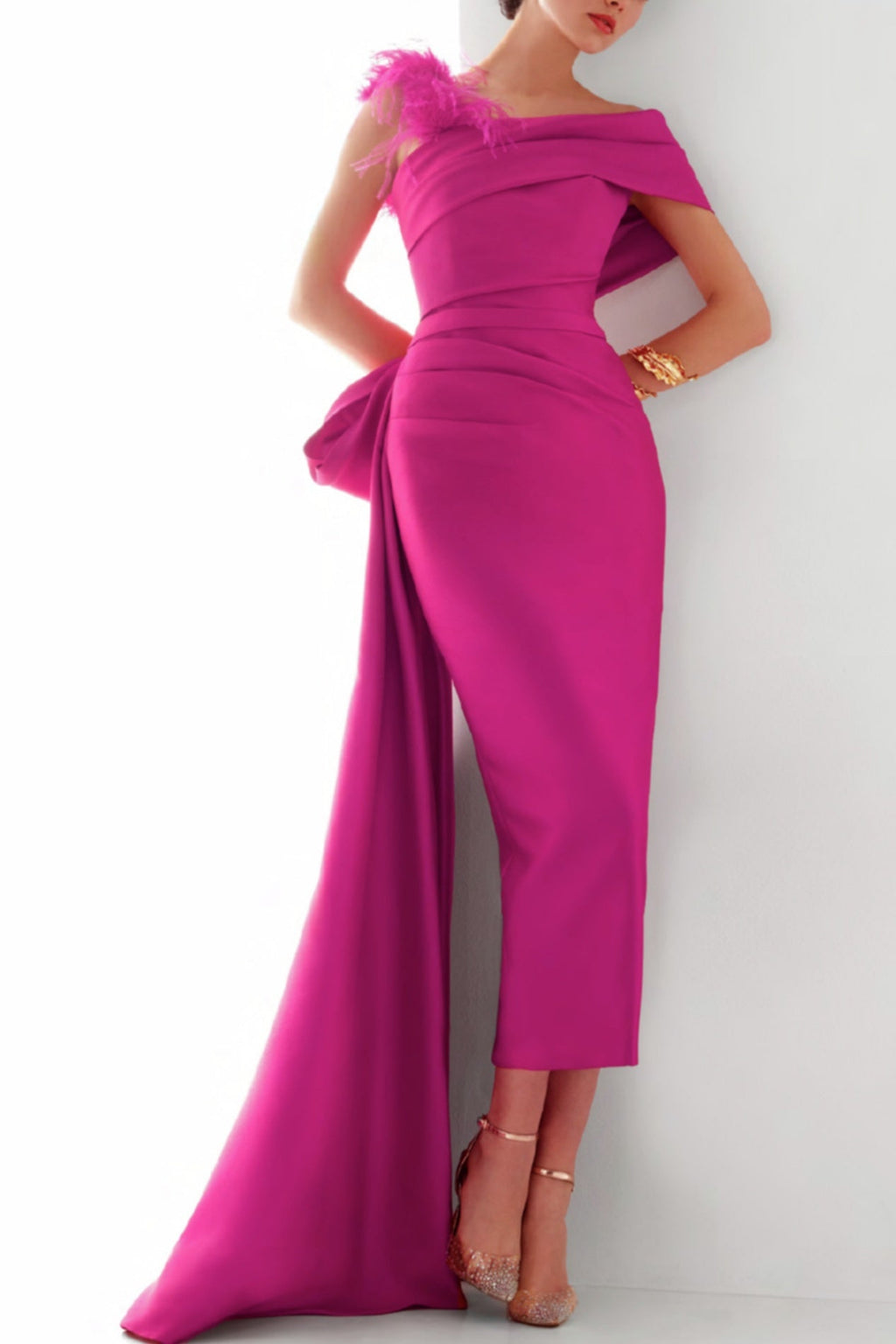 Elegant One Shoulder Evening Gown Mikado Mother of the Bride Dress