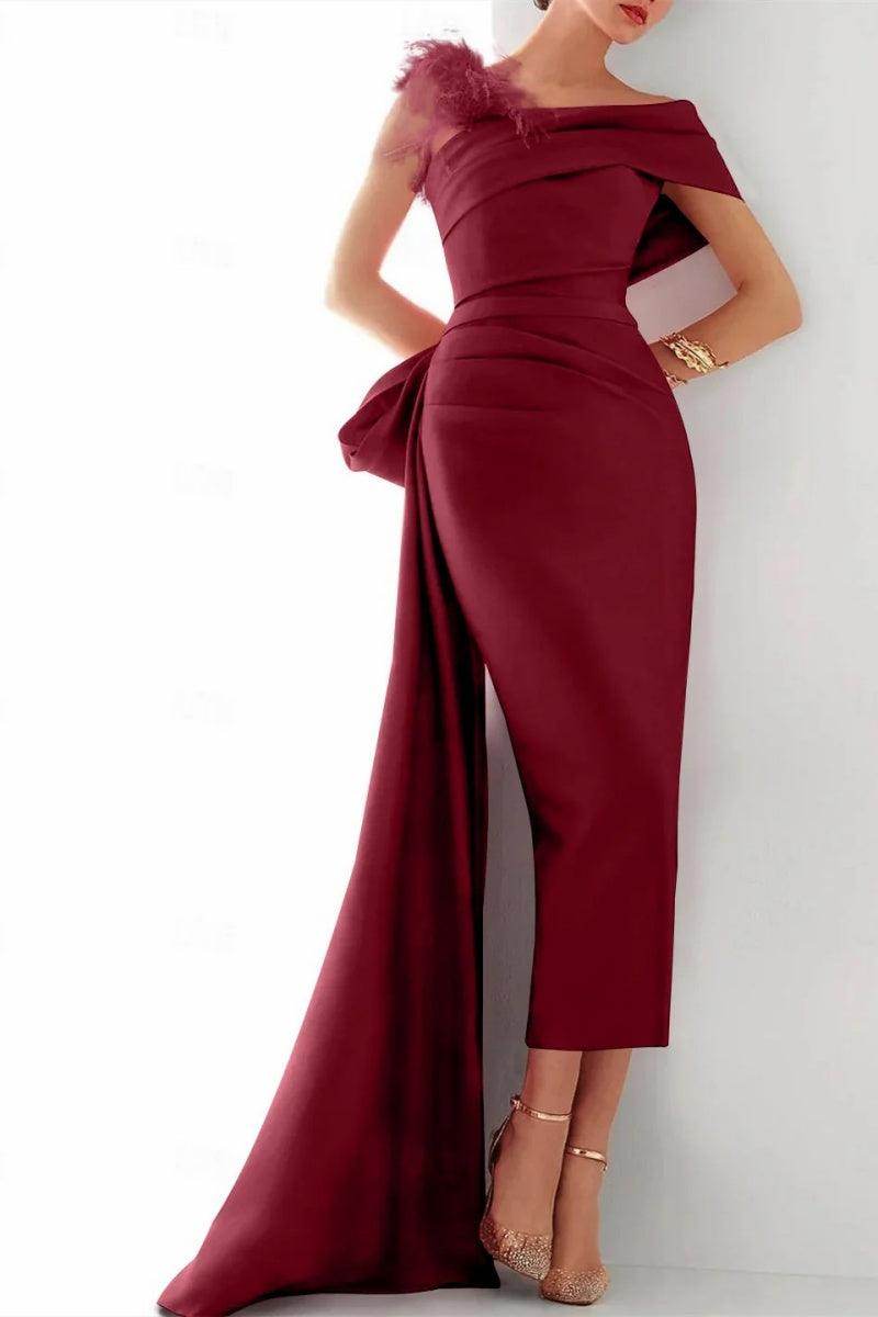 Elegant One Shoulder Evening Gown Mikado Mother of the Bride Dress