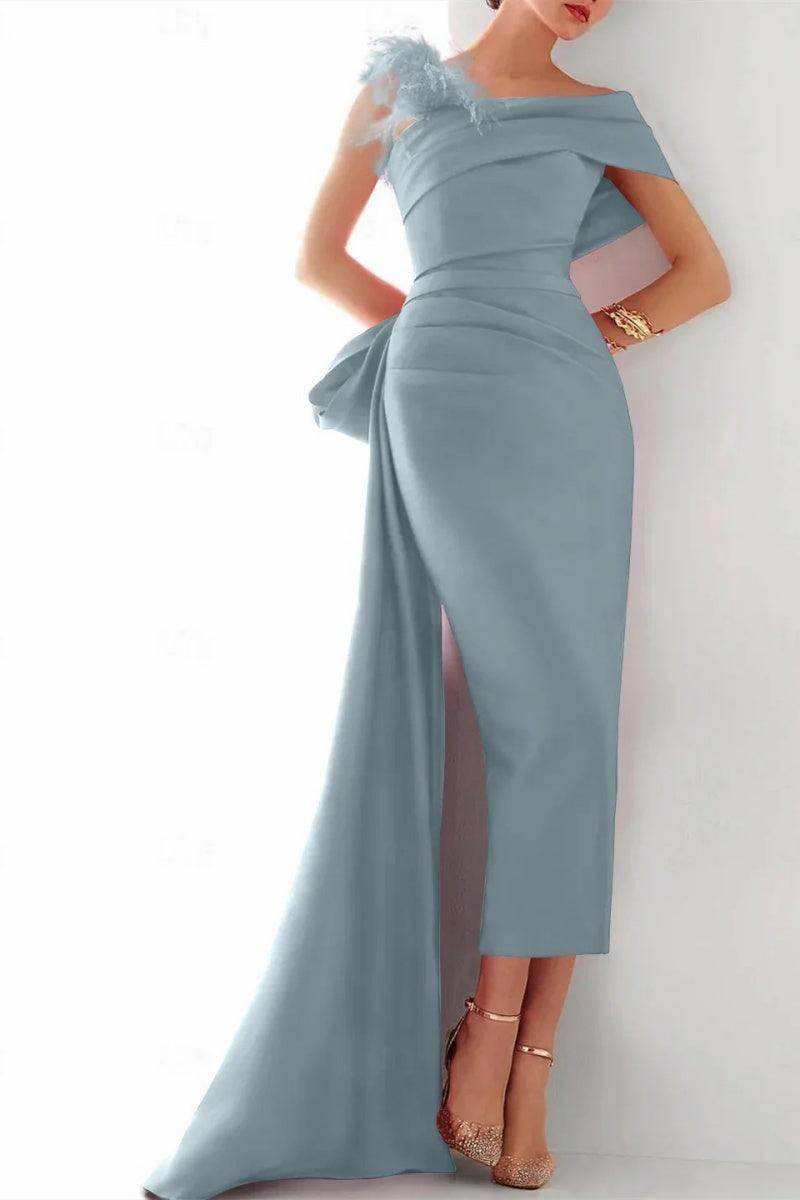 Elegant One Shoulder Evening Gown Mikado Mother of the Bride Dress