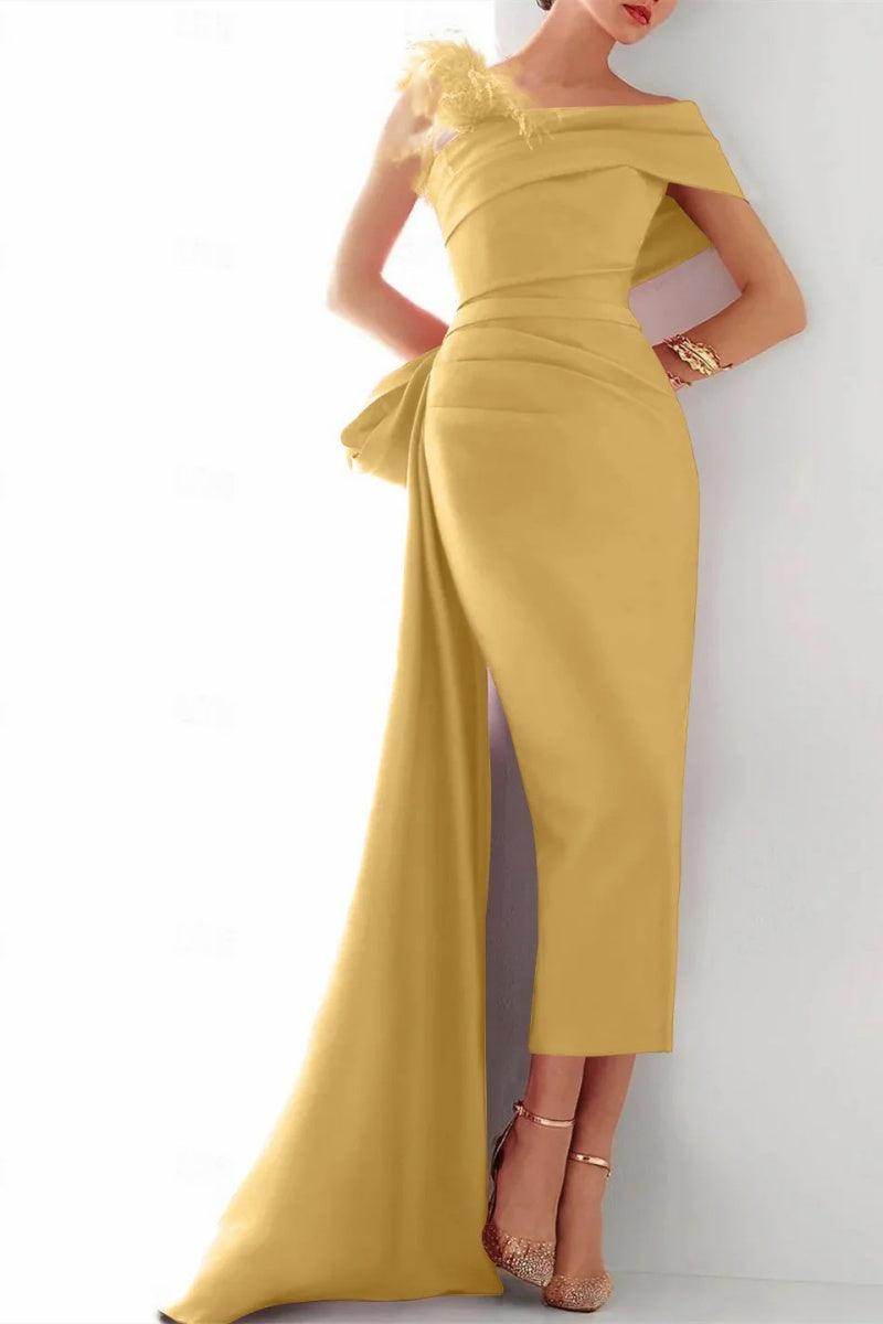 Elegant One Shoulder Evening Gown Mikado Mother of the Bride Dress