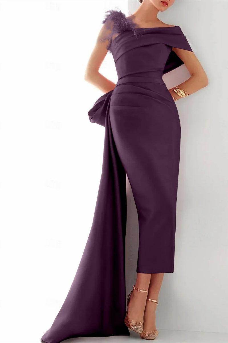 Elegant One Shoulder Evening Gown Mikado Mother of the Bride Dress