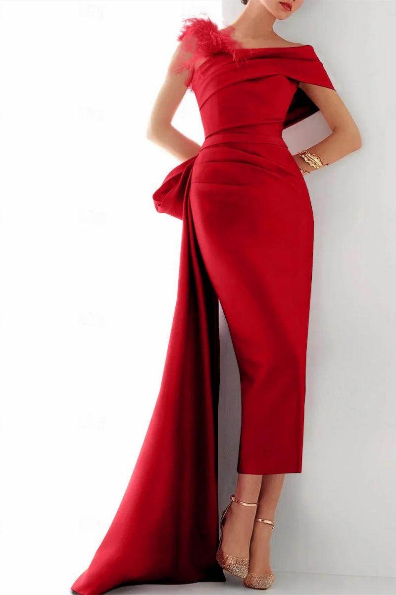 Elegant One Shoulder Evening Gown Mikado Mother of the Bride Dress