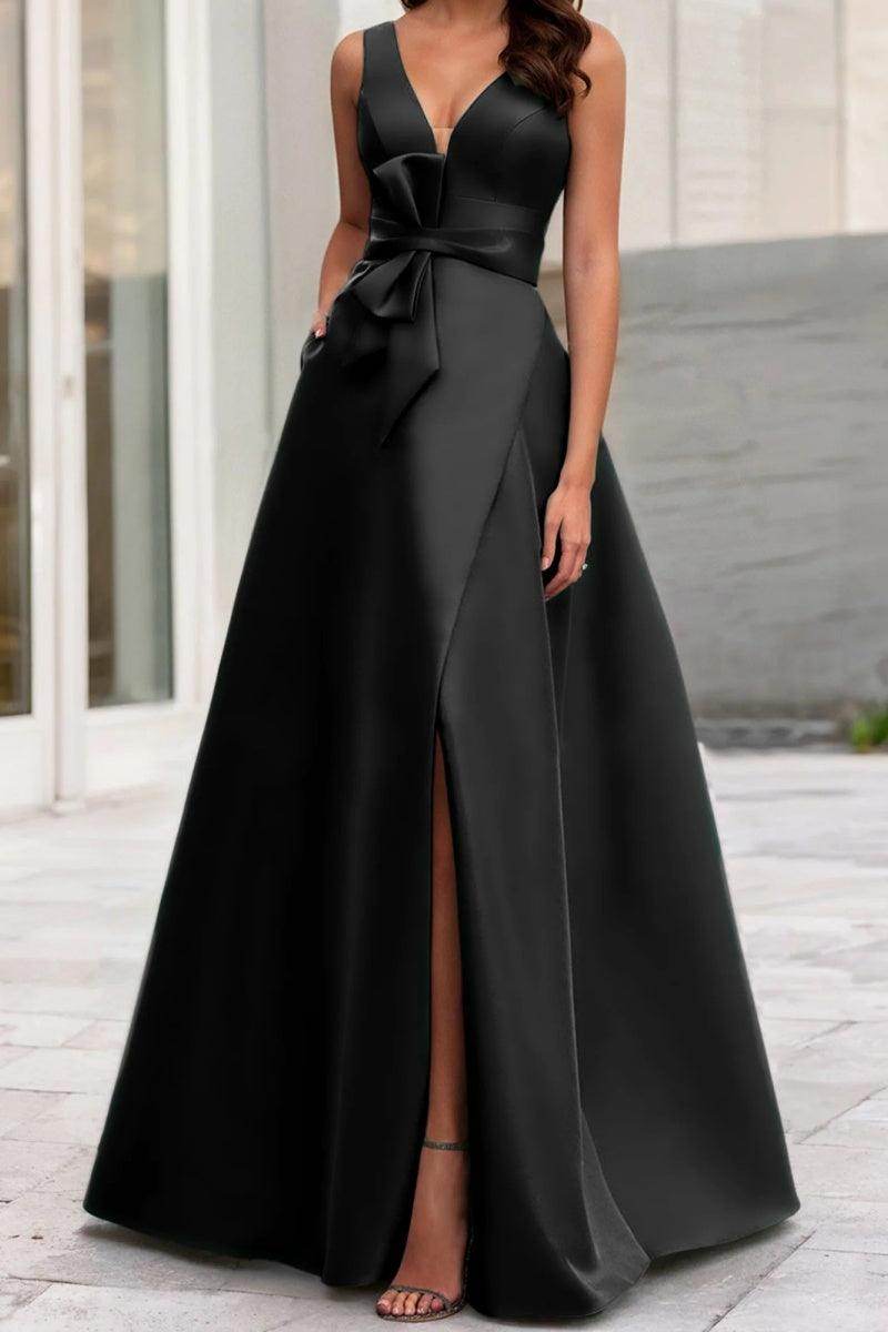 Elegant A Line V Neck Sleeveless Mother of the Bride Dress