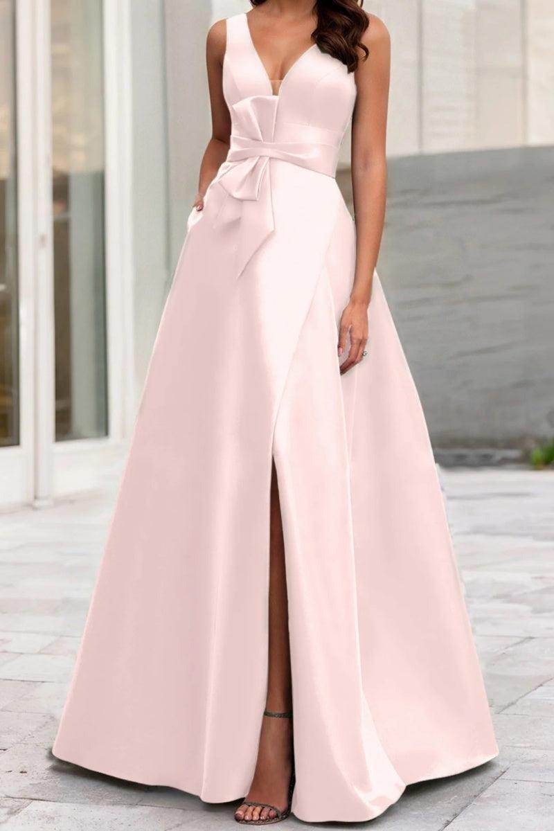 Elegant A Line V Neck Sleeveless Mother of the Bride Dress