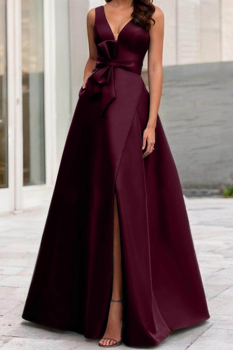 Elegant A Line V Neck Sleeveless Mother of the Bride Dress