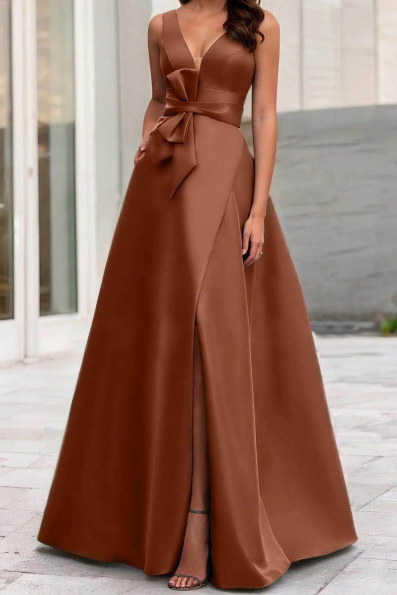 Elegant A Line V Neck Sleeveless Mother of the Bride Dress