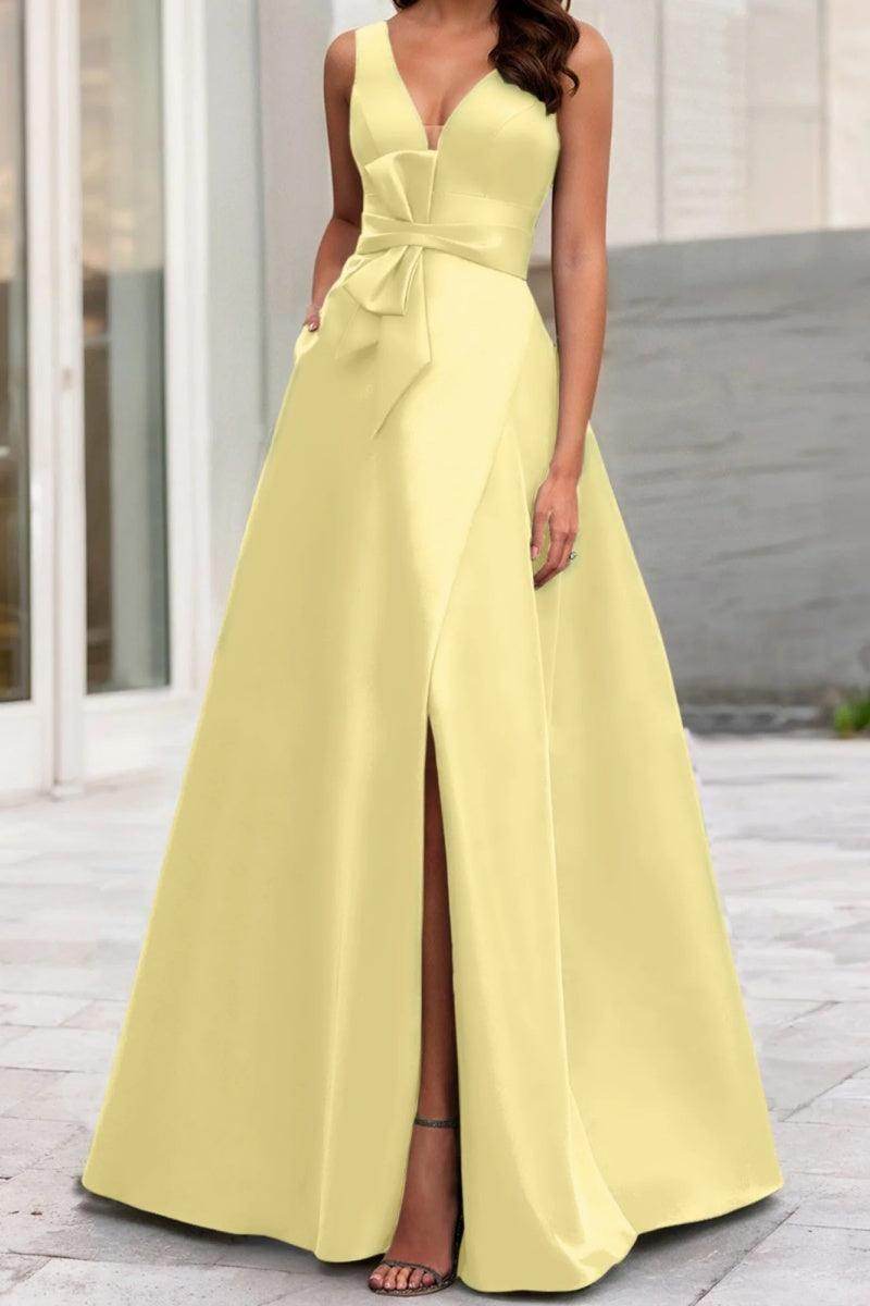Elegant A Line V Neck Sleeveless Mother of the Bride Dress