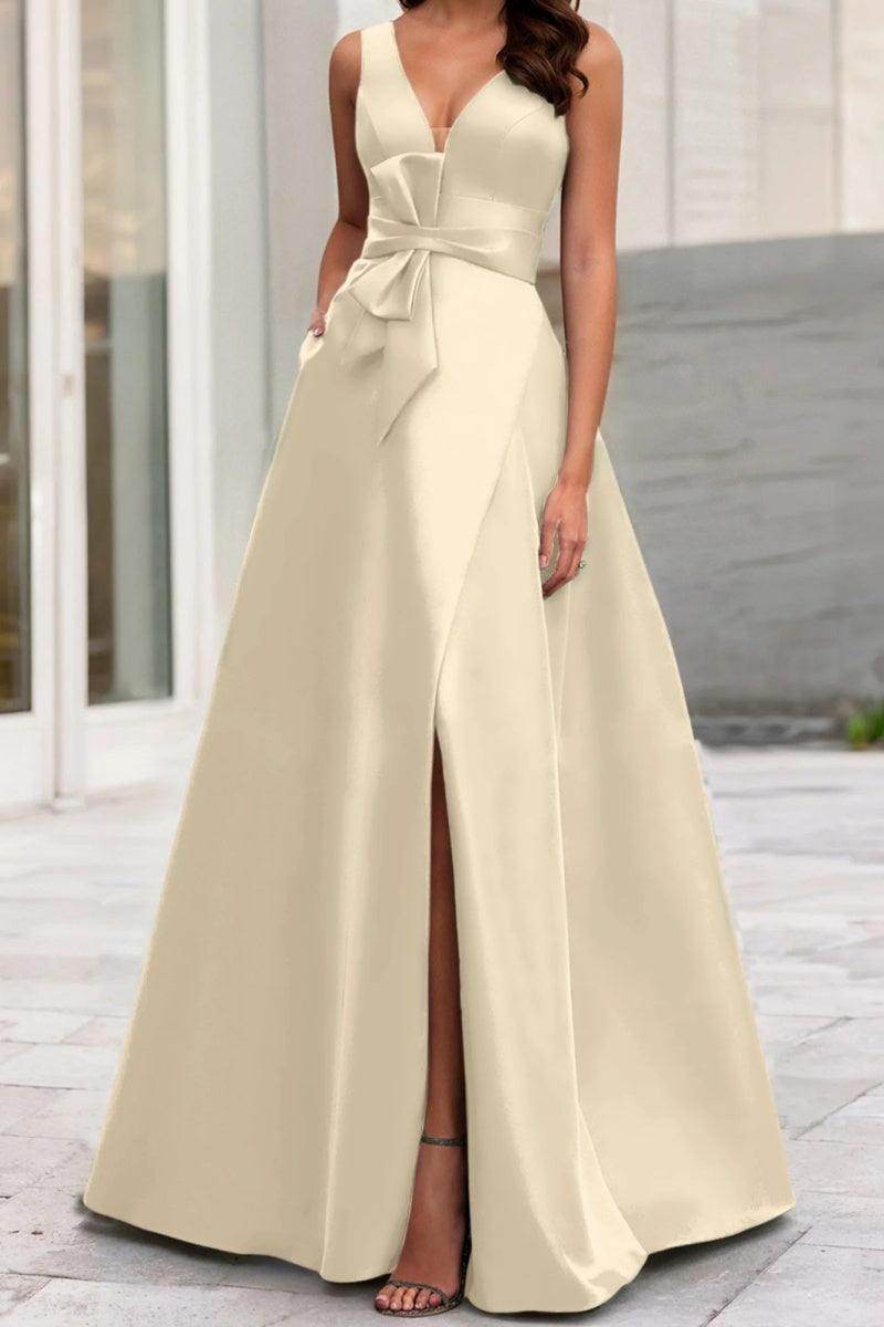 Elegant A Line V Neck Sleeveless Mother of the Bride Dress