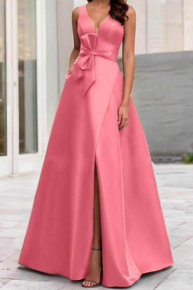 Elegant A Line V Neck Sleeveless Mother of the Bride Dress