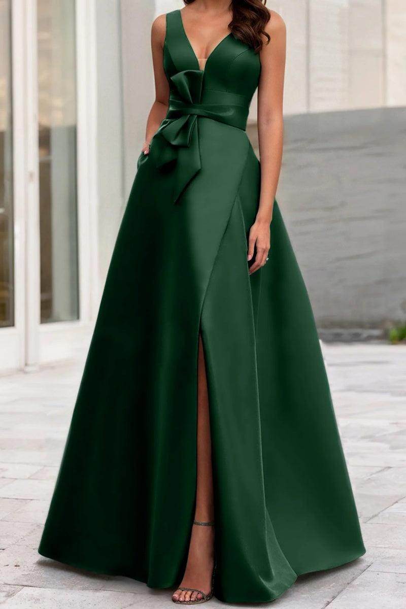Elegant A Line V Neck Sleeveless Mother of the Bride Dress