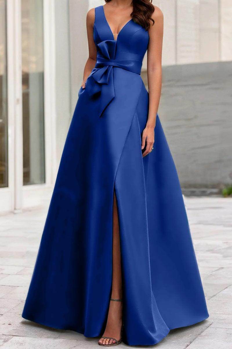 Elegant A Line V Neck Sleeveless Mother of the Bride Dress