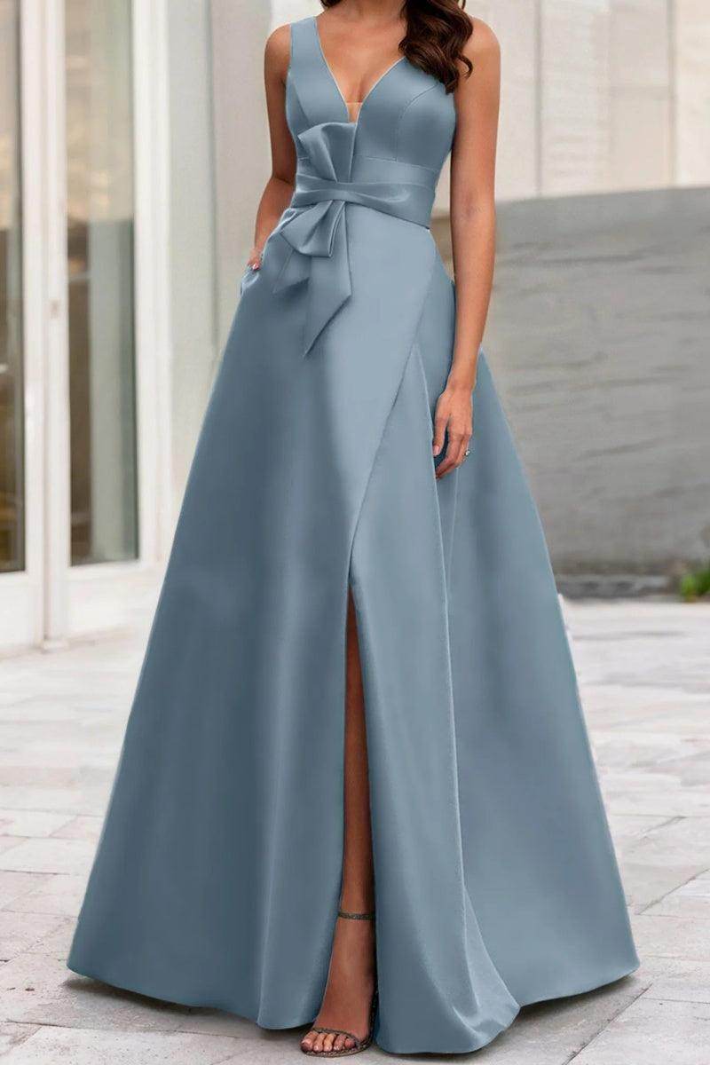 Elegant A Line V Neck Sleeveless Mother of the Bride Dress