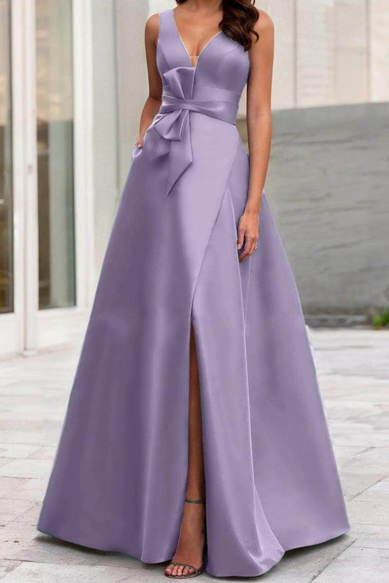 Elegant A Line V Neck Sleeveless Mother of the Bride Dress
