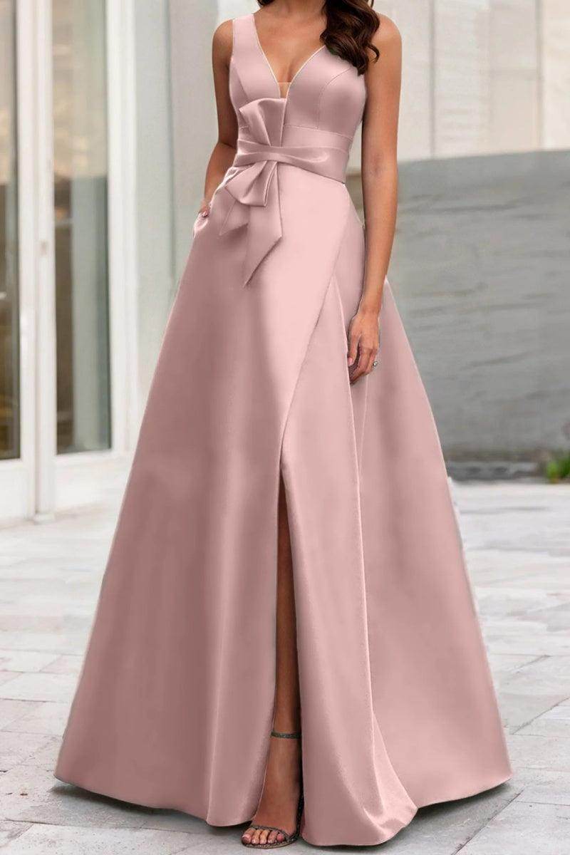 Elegant A Line V Neck Sleeveless Mother of the Bride Dress
