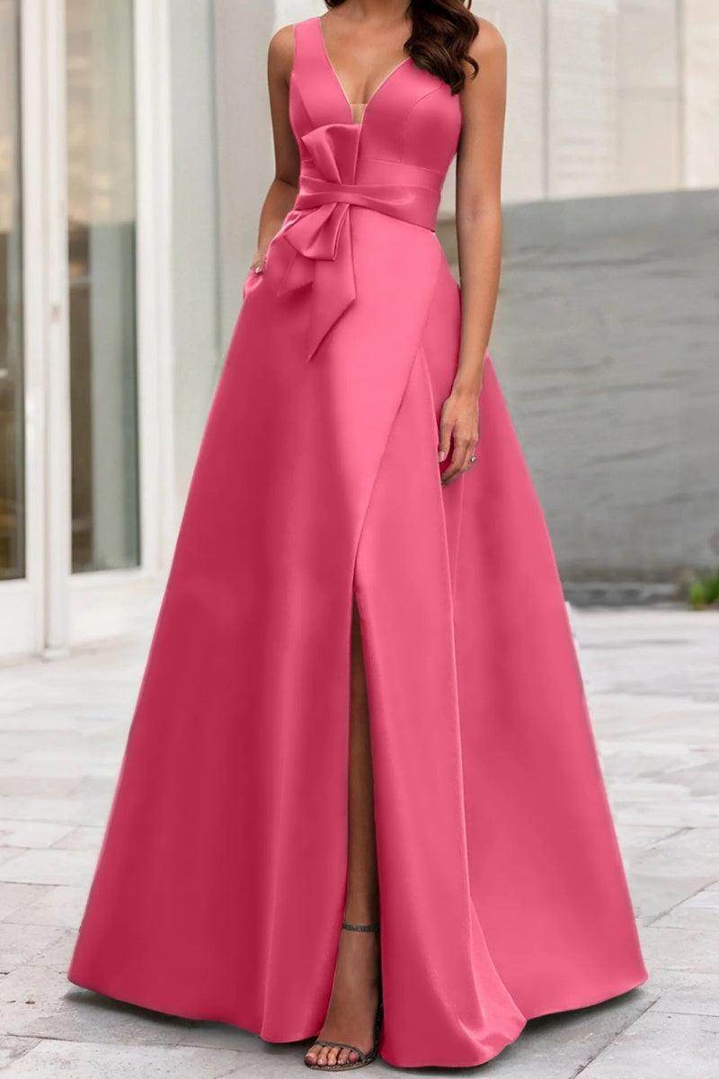 Elegant A Line V Neck Sleeveless Mother of the Bride Dress