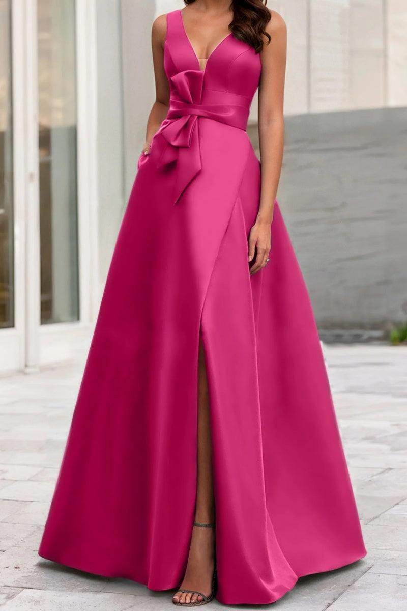 Elegant A Line V Neck Sleeveless Mother of the Bride Dress