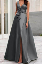Elegant A Line V Neck Sleeveless Mother of the Bride Dress