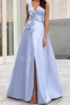 Elegant A Line V Neck Sleeveless Mother of the Bride Dress