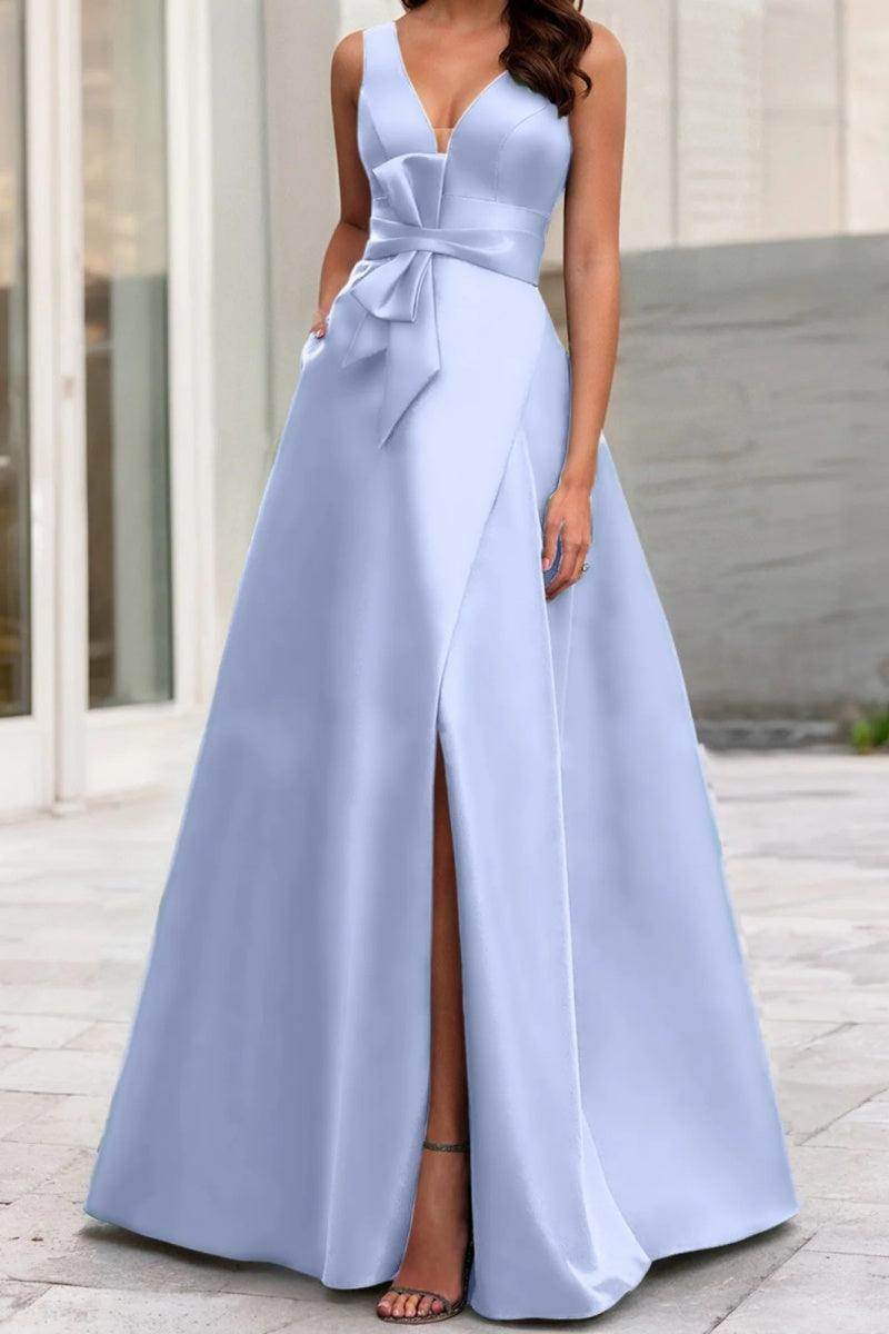 Elegant A Line V Neck Sleeveless Mother of the Bride Dress