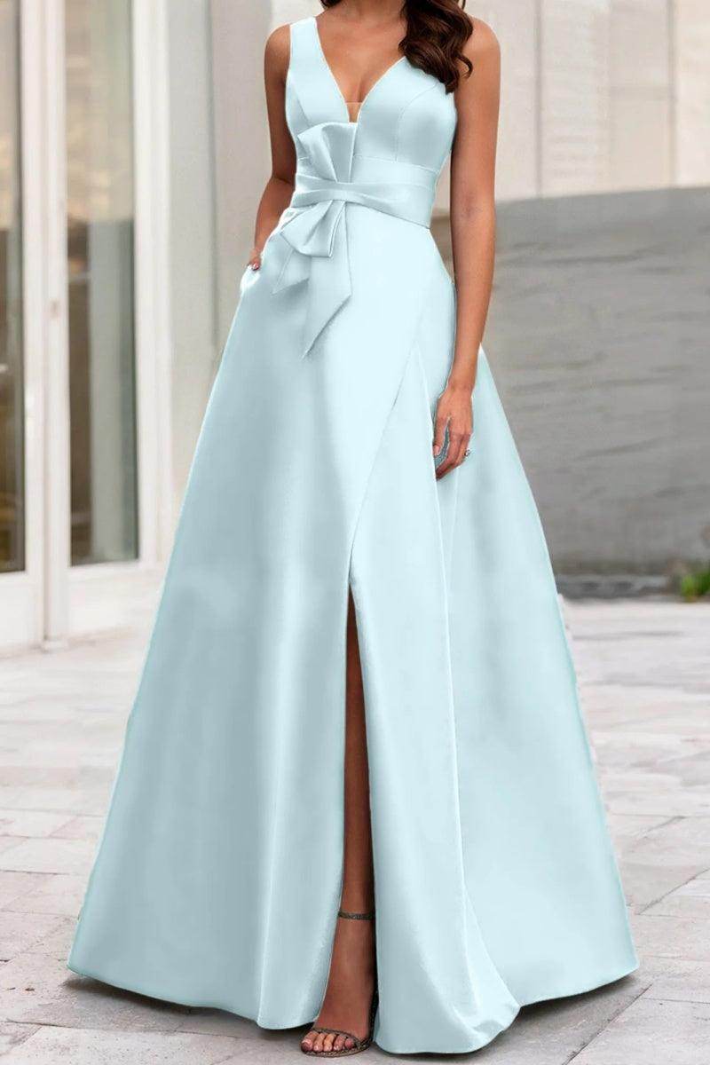 Elegant A Line V Neck Sleeveless Mother of the Bride Dress