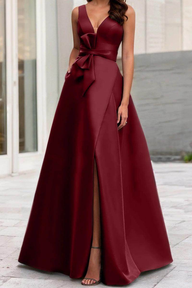 Elegant A Line V Neck Sleeveless Mother of the Bride Dress