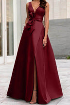 Elegant A Line V Neck Sleeveless Mother of the Bride Dress