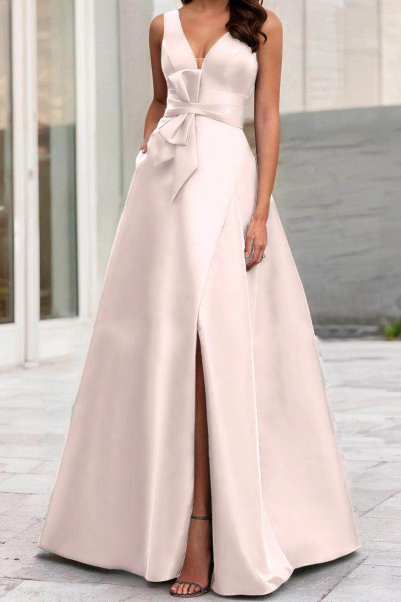 Elegant A Line V Neck Sleeveless Mother of the Bride Dress
