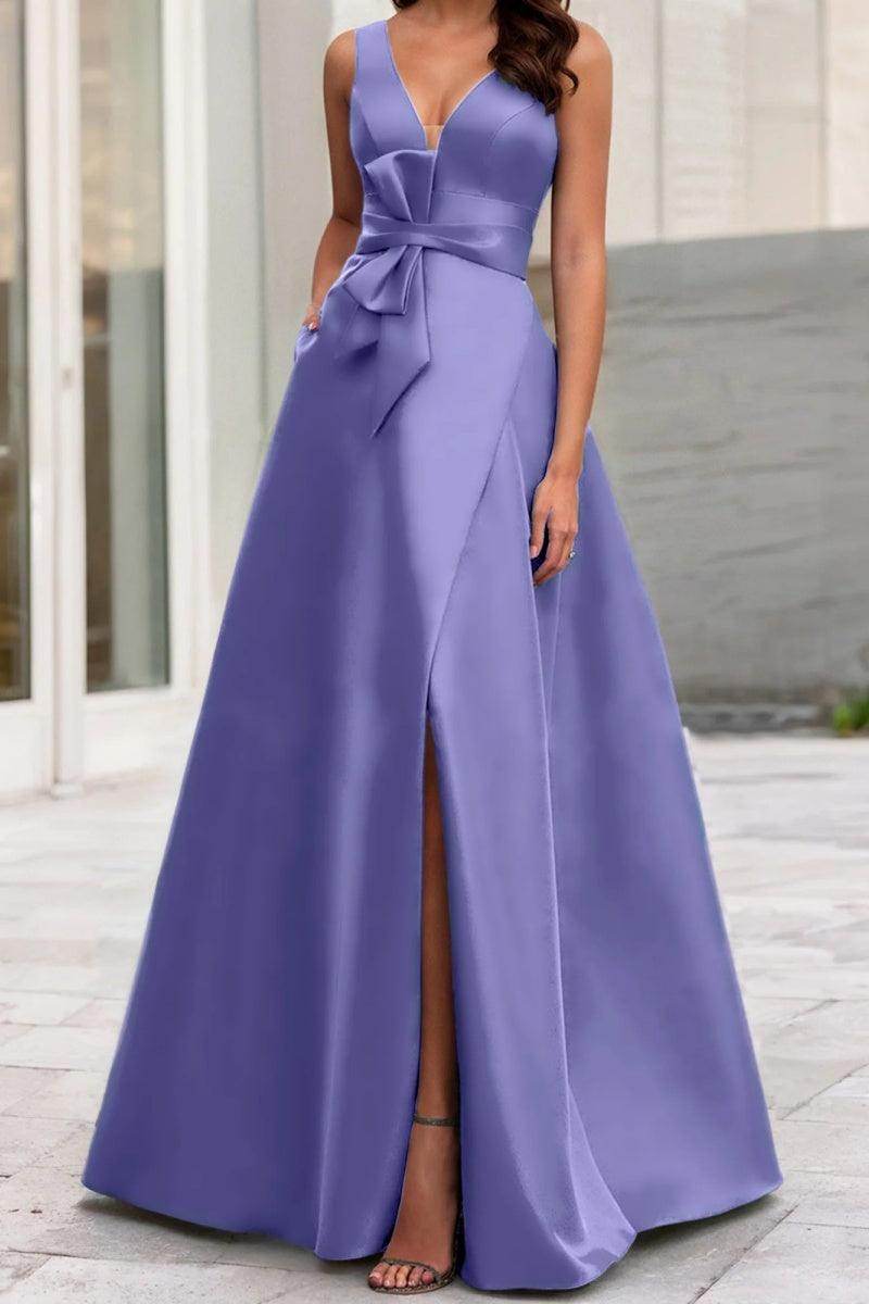Elegant A Line V Neck Sleeveless Mother of the Bride Dress