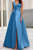 Elegant A Line V Neck Sleeveless Mother of the Bride Dress