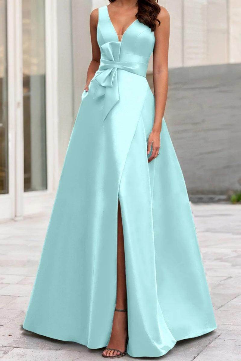Elegant A Line V Neck Sleeveless Mother of the Bride Dress