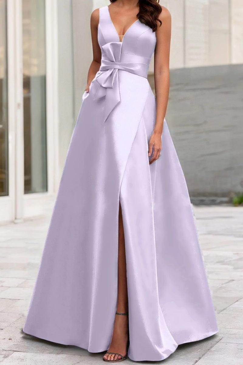 Elegant A Line V Neck Sleeveless Mother of the Bride Dress