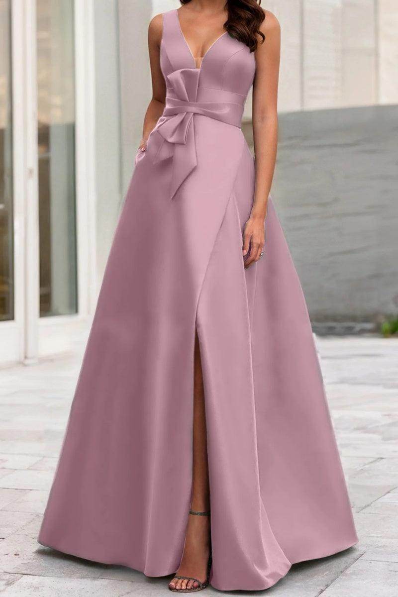 Elegant A Line V Neck Sleeveless Mother of the Bride Dress