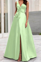 Elegant A Line V Neck Sleeveless Mother of the Bride Dress