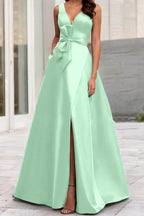 Elegant A Line V Neck Sleeveless Mother of the Bride Dress