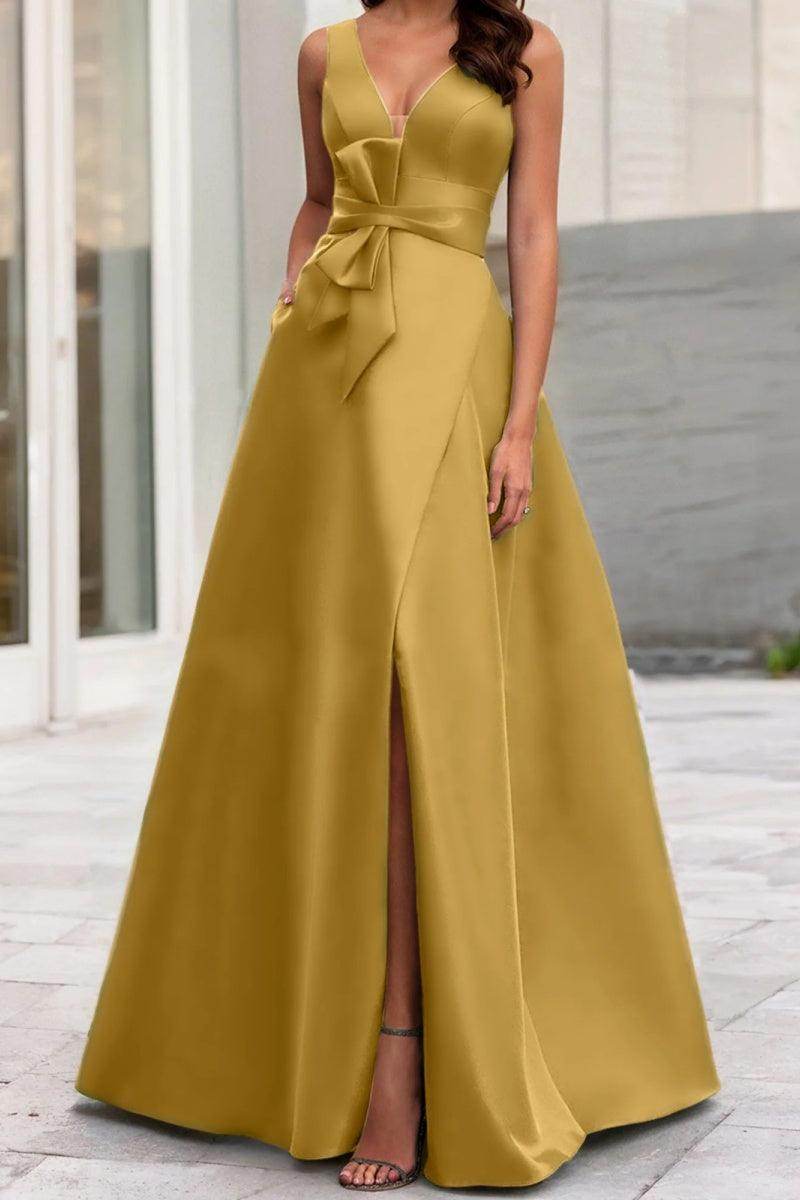 Elegant A Line V Neck Sleeveless Mother of the Bride Dress