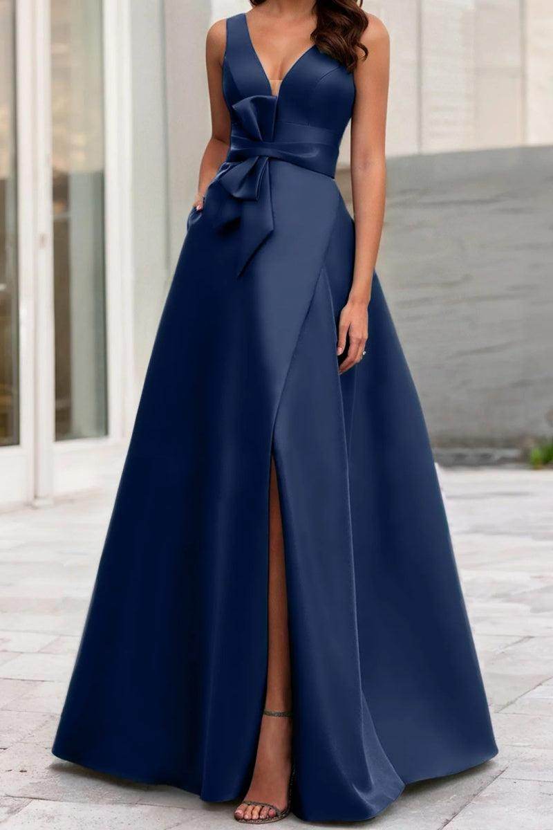 Elegant A Line V Neck Sleeveless Mother of the Bride Dress