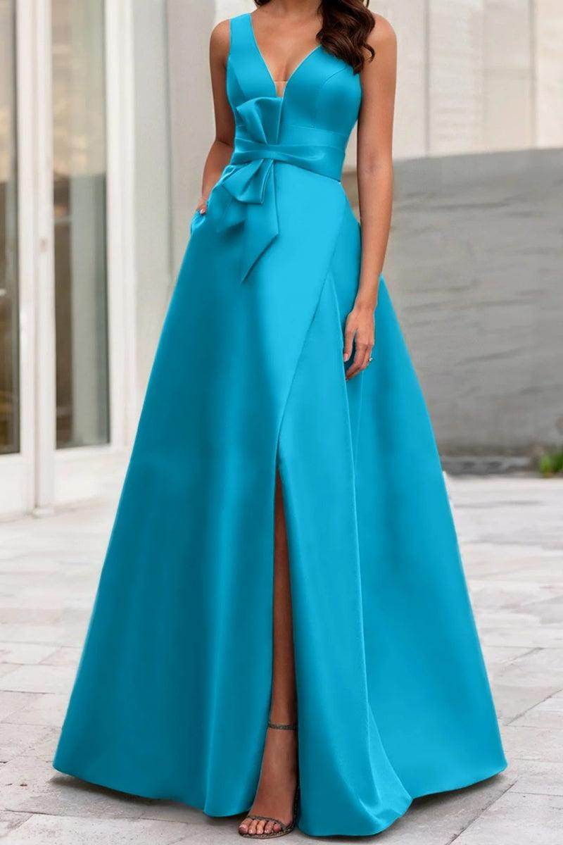 Elegant A Line V Neck Sleeveless Mother of the Bride Dress