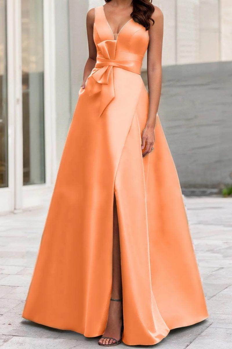 Elegant A Line V Neck Sleeveless Mother of the Bride Dress