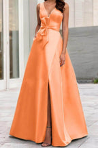 Elegant A Line V Neck Sleeveless Mother of the Bride Dress
