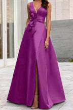 Elegant A Line V Neck Sleeveless Mother of the Bride Dress