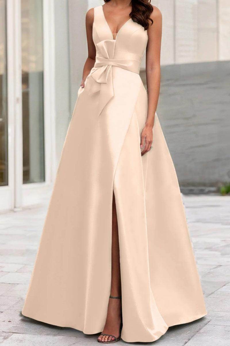 Elegant A Line V Neck Sleeveless Mother of the Bride Dress